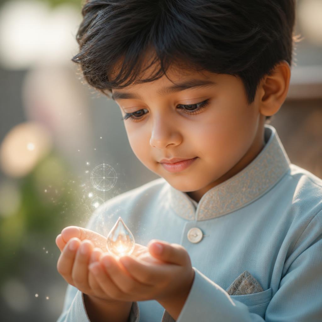 A child examining a ladybug in her hands
